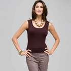 Sleeveless Scoop Neck Shell, Brown, small