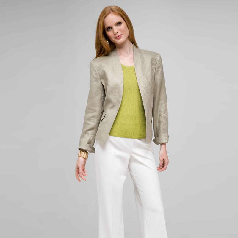 Textured 2 Pocket Jacket, Stone, large