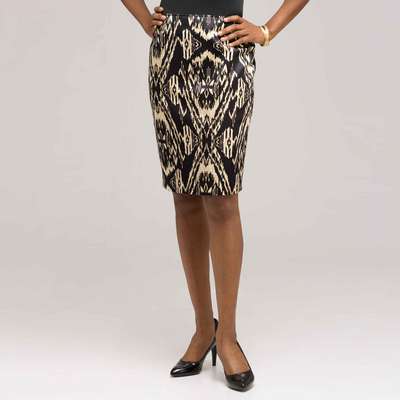 Tribal Inspired Slim Skirt, Black Multi, medium