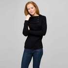 Long Sleeve Button Out Turtle Neck, Black, small