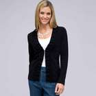 Long Sleeve Ruffle Front Cardigan, Black, small