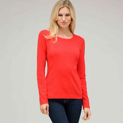 Long Sleeve Crew Neck, Fire Red, medium