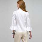 3/4 Sleeve Button Down Shirt, White, small