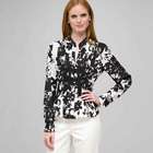Floral Print Blouse, Black & White, small
