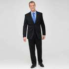 Black Flat Front Wool Suit, Black, small