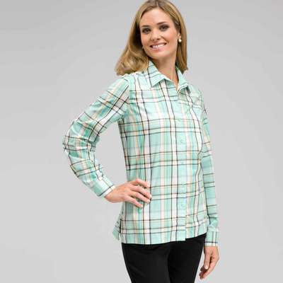 Long Sleeve Plaid Button Down, Multi, medium