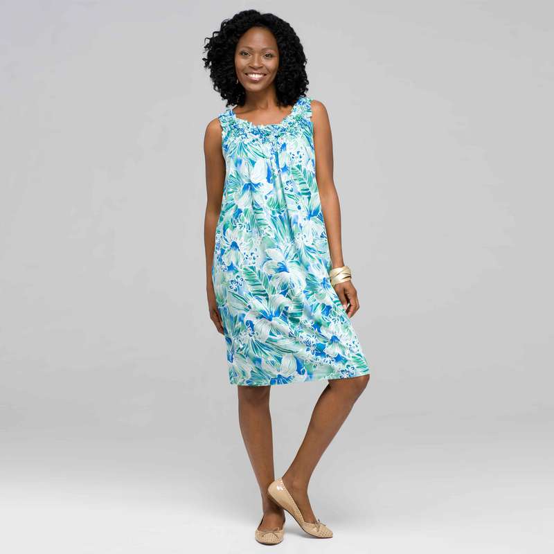 Floral Smock Tank Dress, Multi, large