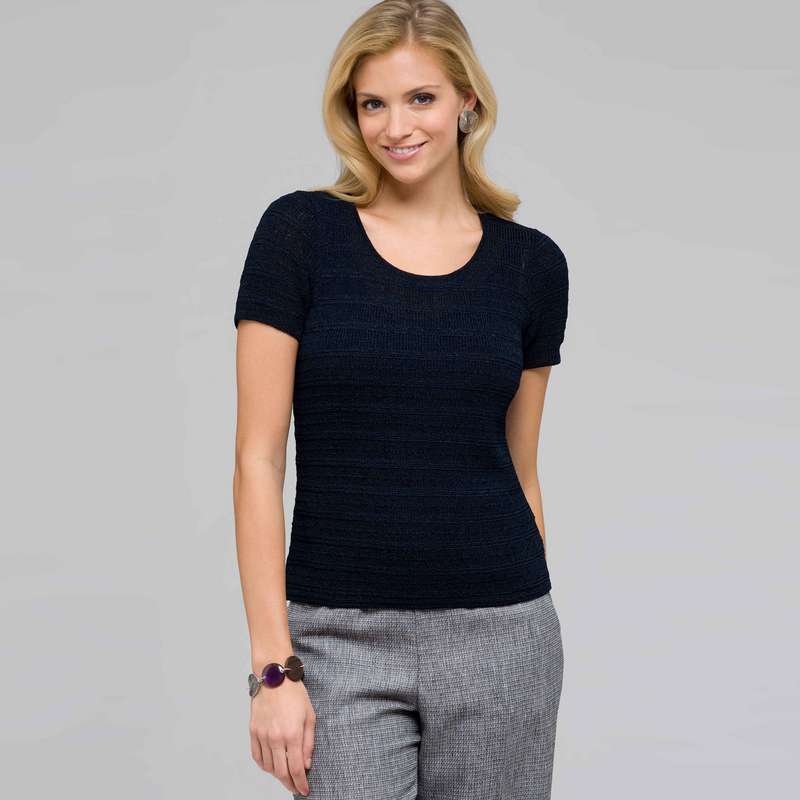 Scoop Neck Knit Top, Ink, large