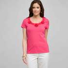 Flower Embellishment Tee, Hot Pink, small