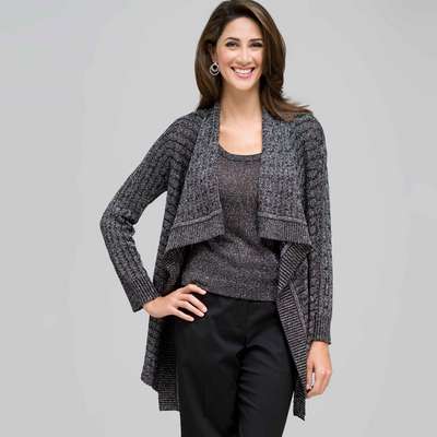 Cable Cardigan, Black Multi, medium