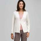 Long Sleeve Ruffle Front Trim Cardigan, Winter White, small