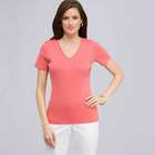 Short Sleeve V-Neck Tee, fiesta coral, small