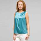 Sleeveless Pleated Front Blouse, Surf, small