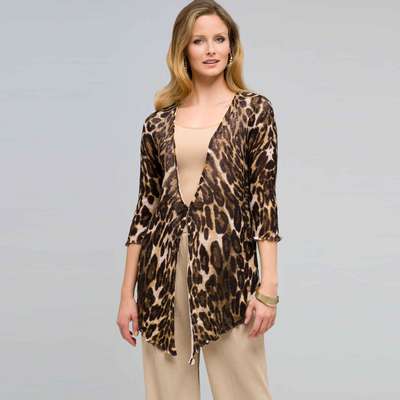 Animal V-Neck Cardigan, earth brown combo, medium