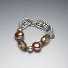 Green and Brown Beaded Frontal Collar Bracelet, , small