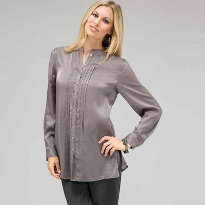 Button Down Shirt, Silver Multi, medium