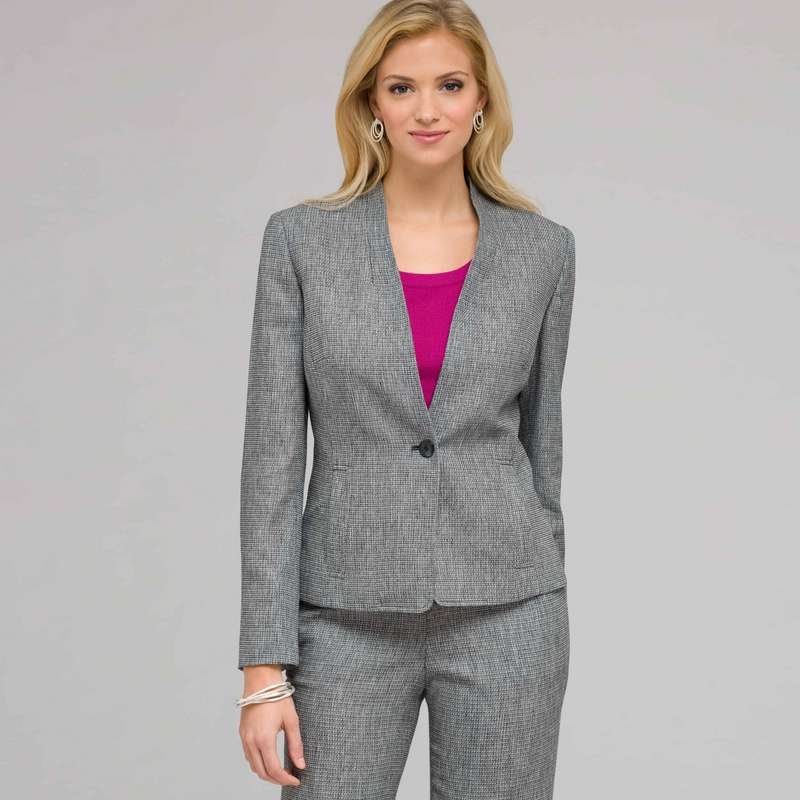 One Button Flat Front Jacket, Ink & White, large