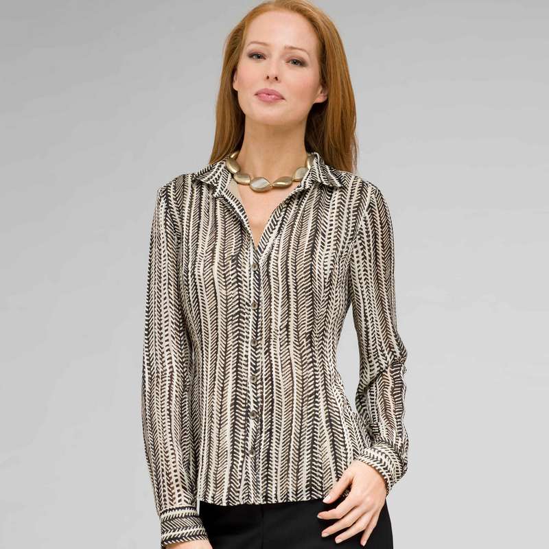 Classic Print Blouse, New Rattan Multi, large