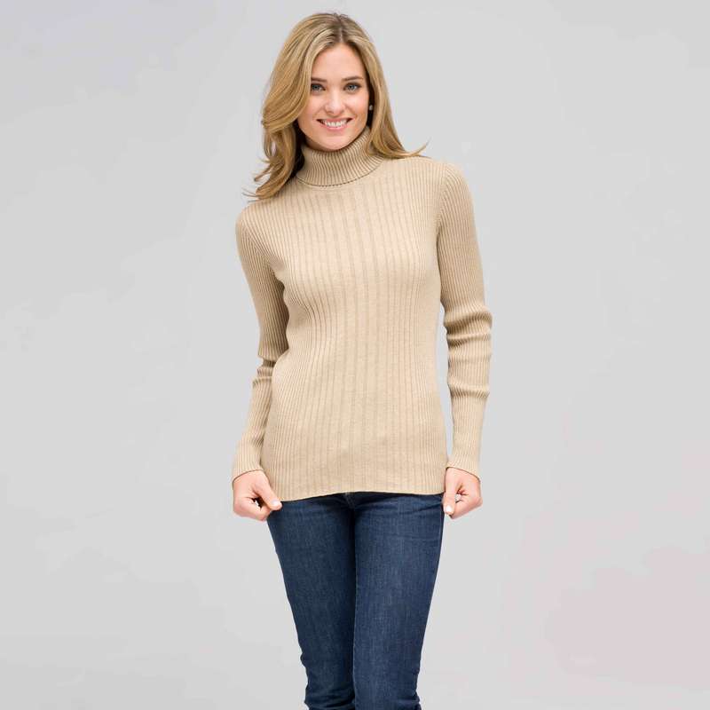 Long Sleeve Turtle Neck, Panama Khaki, large