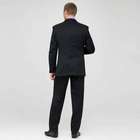 Black Flat Front Wool Suit, Black, small
