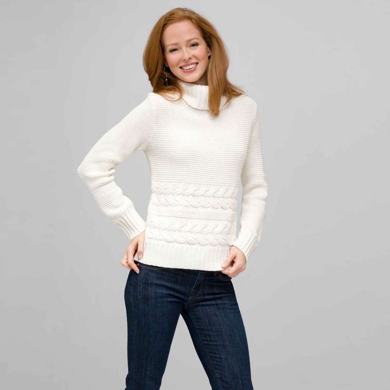 Cotton Turtleneck Sweater, Sugar, large