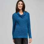 Cowl Neck Tweed Pullover Sweater, Royal Teal Multi, small