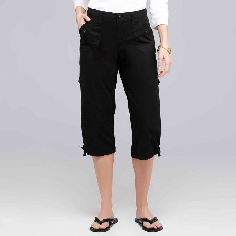 Light Weight Cargo Capri, Black, large