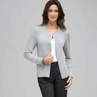 Rib Trim Cardigan, Grey Heather, small