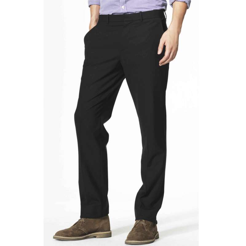 Microcheck Straight Leg Trousers, Black, large