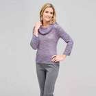 Tweed Cowl Neck Sweater, Light Zinc Multi, small