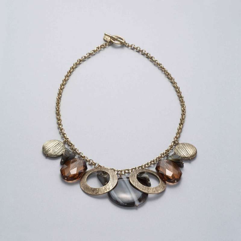 Chunky Dangle Necklace, Black, large