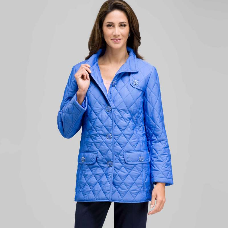 Quilted Car Coat, Blue Fox, large