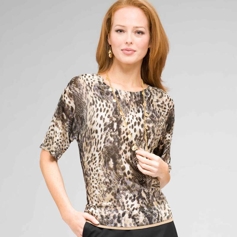 Animal print Boat Neck Sweater, Multi, large