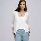 Beaded 3/4 Sleeve Cardigan., White, small