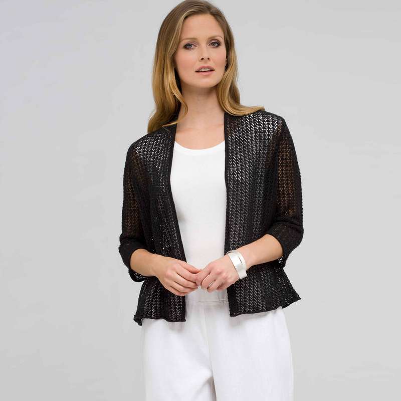 Open Front Cardigan, Black, large