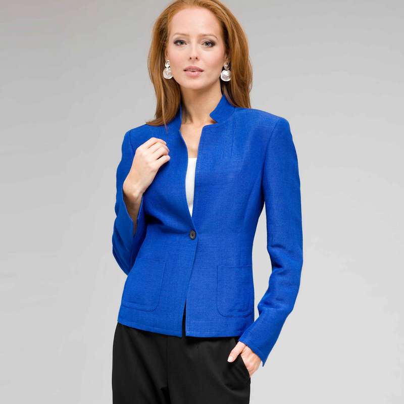 One Button Jacket, Cobalt, large