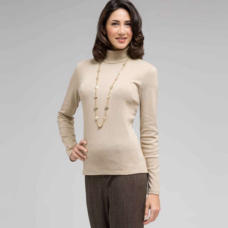 Long Sleeve Turtleneck Top, , large