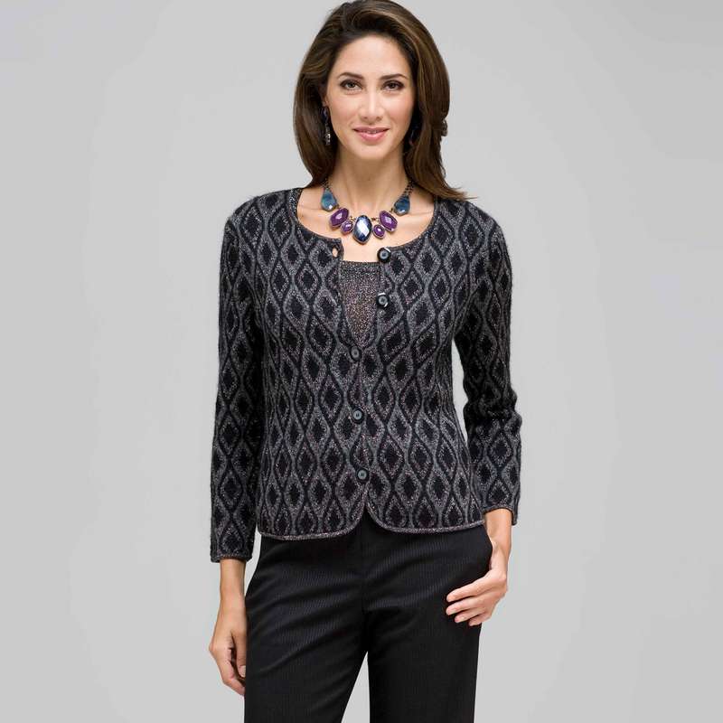 Lurex patterned Cardigan, Black Multi, large