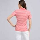 Knit Pullover, fiesta coral & white, small