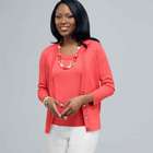 Ribbed Cardigan., New Coral, small