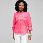 Button Front Shirt, Hot Pink, small
