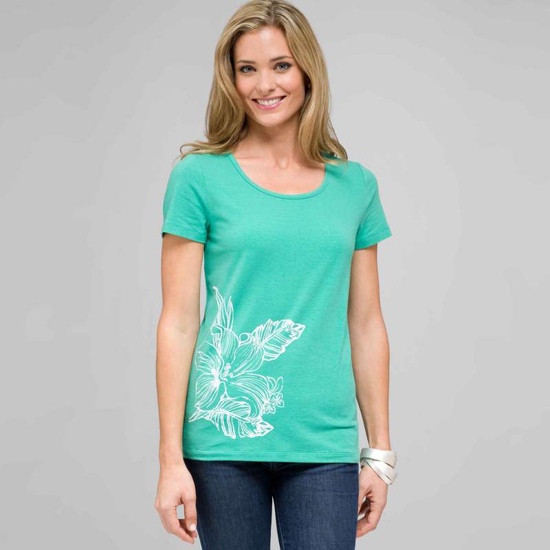 Short Sleeve Crew Neck, seagrass & white, large