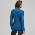 Cowl Neck Tweed Pullover Sweater, Royal Teal Multi, small