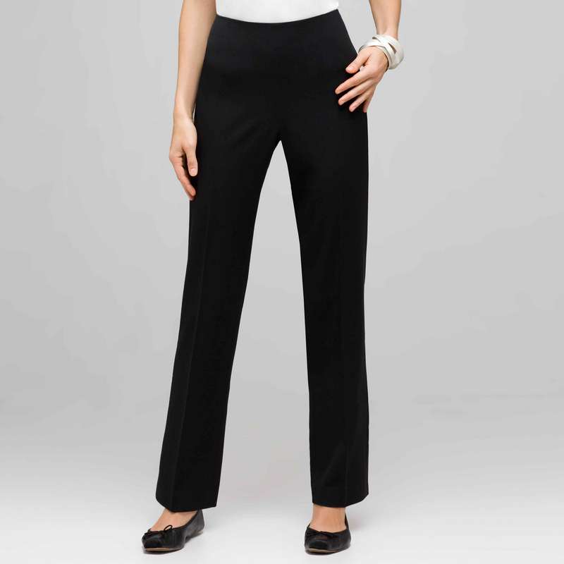 Flat Front Slim Pant, Black, large