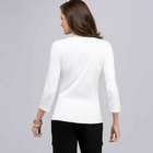 3/4 Sleeve V-Neck Top, White, small