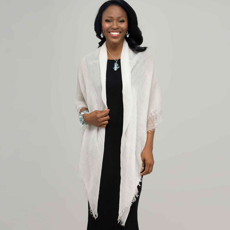 Solid Luxe Scarf, White, large