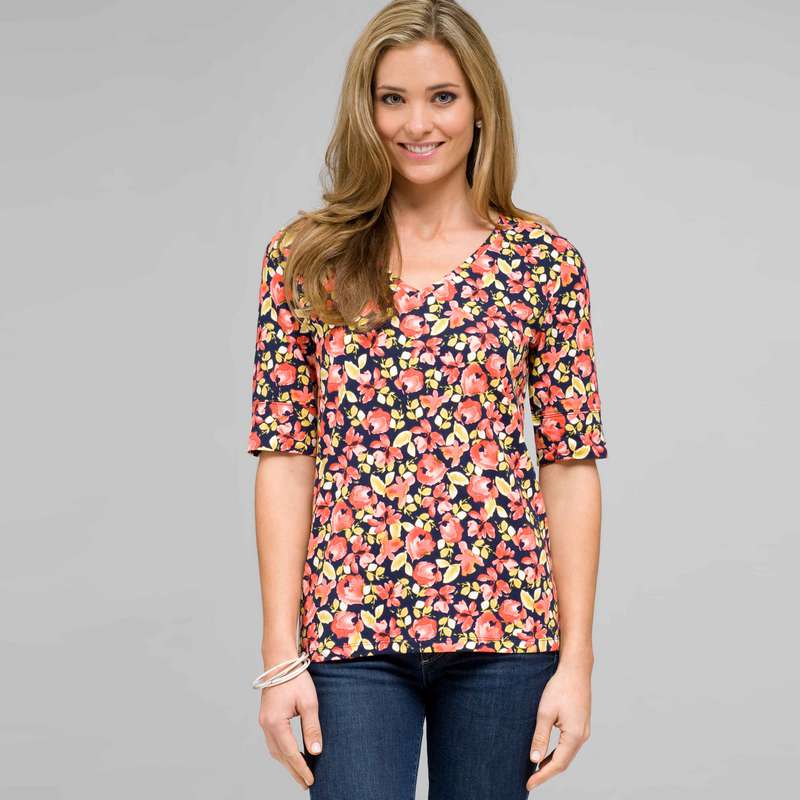 Floral V-neck Knit, Multi, large