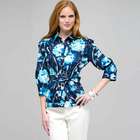 3/4 Button Down Top with Tie Front, Surf Spray & Navy, small