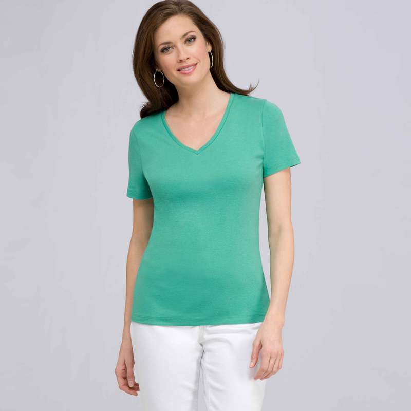 Short Sleeve V-Neck Tee, seagrass, large