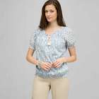 Short Sleeve Raglan Smock Shirt., Multi, small